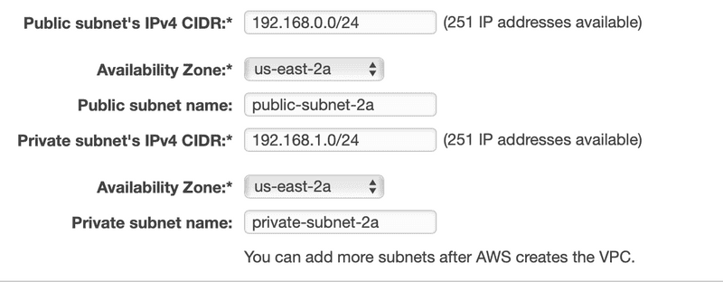 Step 2: VPC Private and Public Subnets